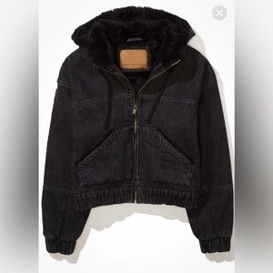 American Eagle denim fur lined bomber sized medium